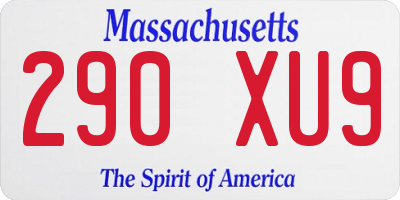 MA license plate 290XU9