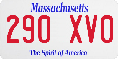 MA license plate 290XV0