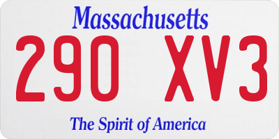 MA license plate 290XV3