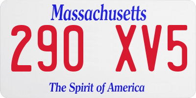 MA license plate 290XV5