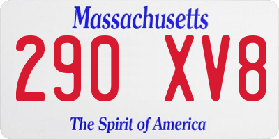MA license plate 290XV8