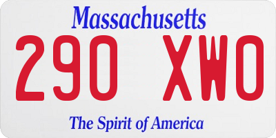 MA license plate 290XW0