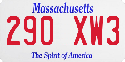 MA license plate 290XW3