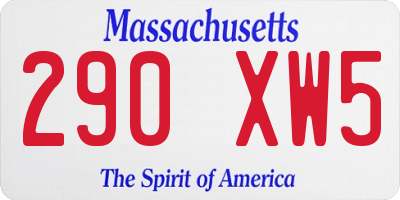 MA license plate 290XW5