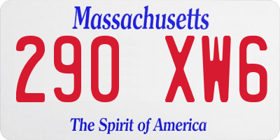 MA license plate 290XW6