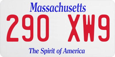 MA license plate 290XW9
