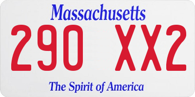 MA license plate 290XX2