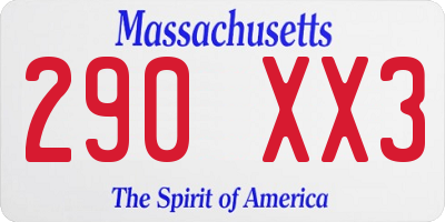 MA license plate 290XX3