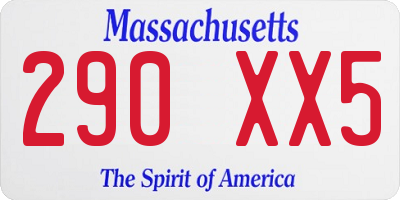 MA license plate 290XX5