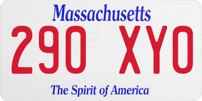 MA license plate 290XY0