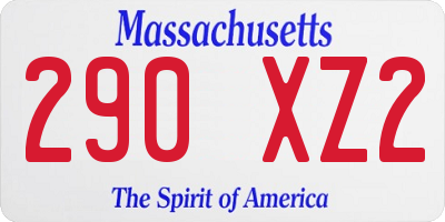 MA license plate 290XZ2