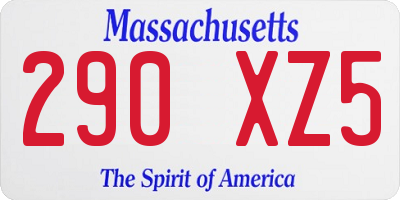 MA license plate 290XZ5
