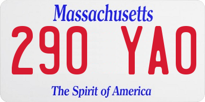 MA license plate 290YA0