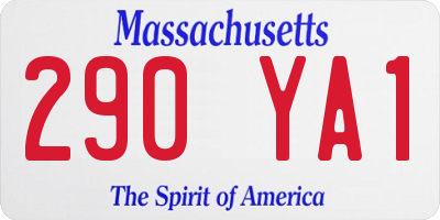 MA license plate 290YA1