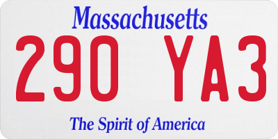 MA license plate 290YA3