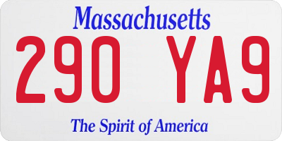 MA license plate 290YA9