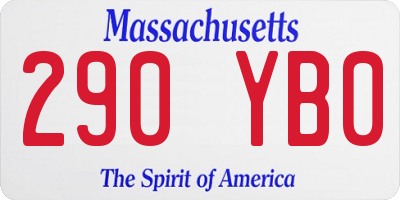 MA license plate 290YB0