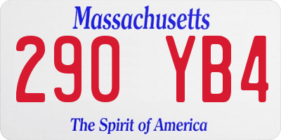 MA license plate 290YB4