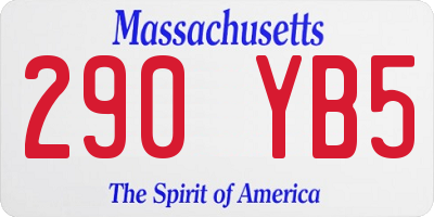 MA license plate 290YB5