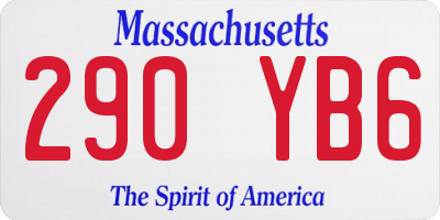 MA license plate 290YB6