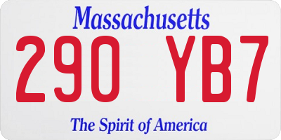 MA license plate 290YB7
