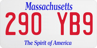 MA license plate 290YB9