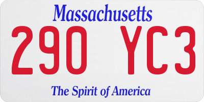 MA license plate 290YC3