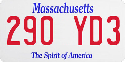 MA license plate 290YD3