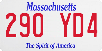 MA license plate 290YD4