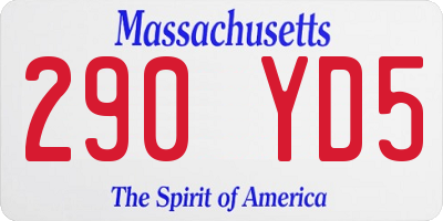 MA license plate 290YD5