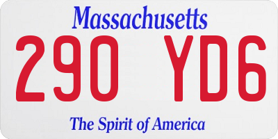 MA license plate 290YD6