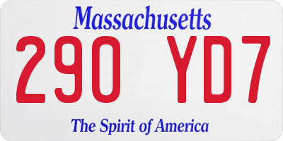 MA license plate 290YD7