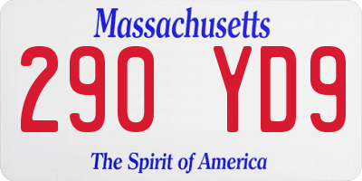 MA license plate 290YD9