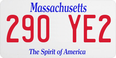 MA license plate 290YE2