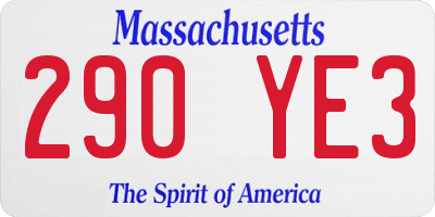 MA license plate 290YE3