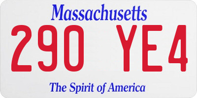 MA license plate 290YE4