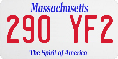 MA license plate 290YF2