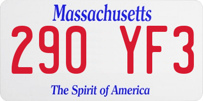 MA license plate 290YF3