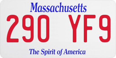MA license plate 290YF9