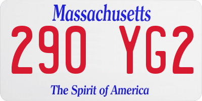 MA license plate 290YG2