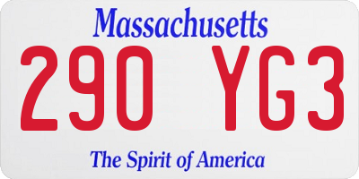 MA license plate 290YG3