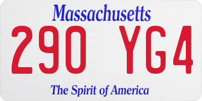 MA license plate 290YG4