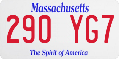 MA license plate 290YG7