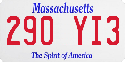 MA license plate 290YI3
