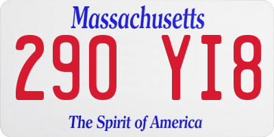 MA license plate 290YI8