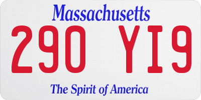 MA license plate 290YI9