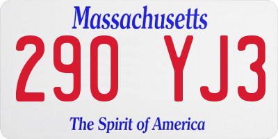 MA license plate 290YJ3
