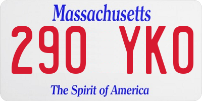 MA license plate 290YK0