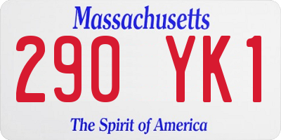 MA license plate 290YK1