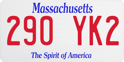 MA license plate 290YK2